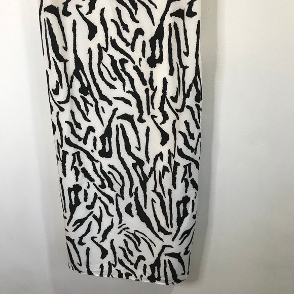 Missguided Zebra Midi Slip Dress Size 8 Medium Sleeveless Satin White Black - Picture 4 of 10